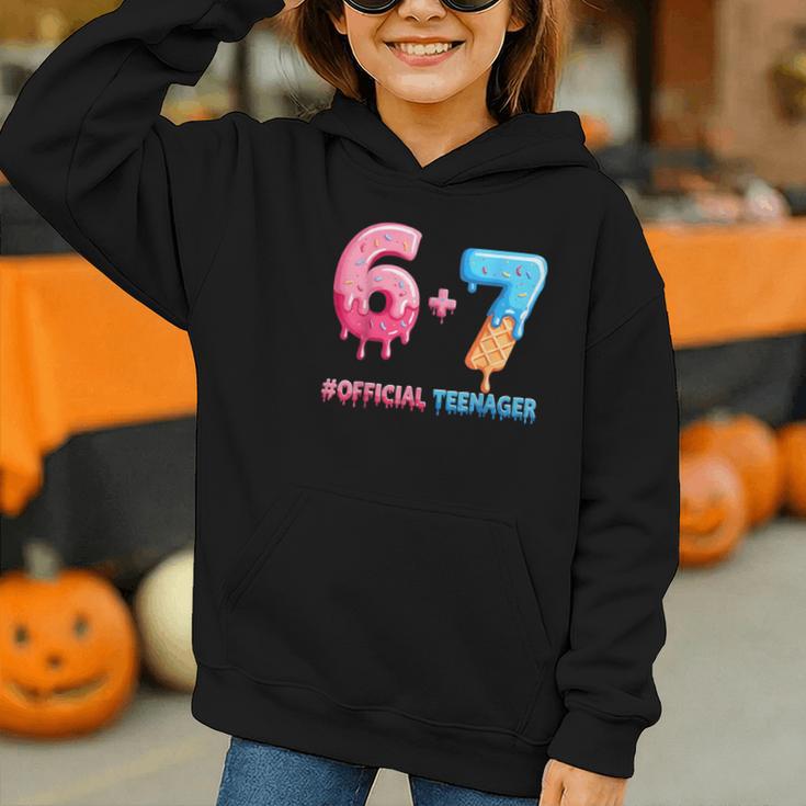 Baseball Ice Cream Drip 67 Official Teenager 13th Birthday Graphic Youth Hoodie