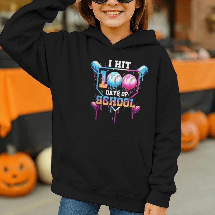 Baseball Ice Cream Drip I Hit 100 Days Of School Boys Kids Graphic Youth Hoodie Baseball Ice Cream Drip I Hit 100 Days Of School Boys Kids Graphic Youth Hoodie