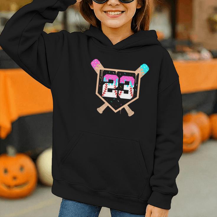 Baseball Ice Cream Drip Number 23 Player 23rd Birthday Graphic Youth Hoodie Baseball Ice Cream Drip Number 23 Player 23rd Birthday Graphic Youth Hoodie