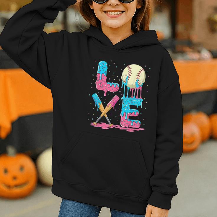 Baseball Love Drip Ice Cream Colorful Baseball Graphic Youth Hoodie