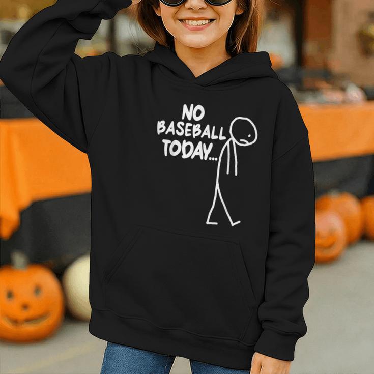 Baseball Lover Sad Stick No Baseball Today Graphic Youth Hoodie