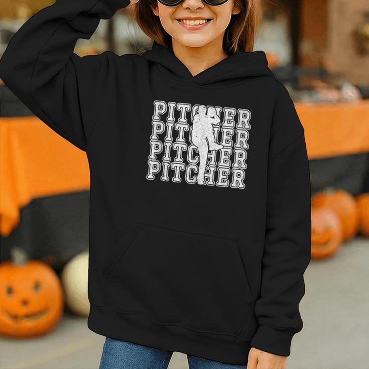 Baseball Pitcher Player Team Sport Lover Family Friends Fans Graphic Youth Hoodie