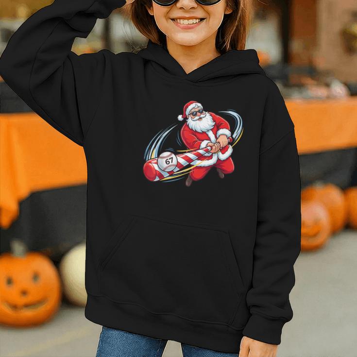 Baseball Santa 67 Christmas Xmas Pajamas Boys Graphic Youth Hoodie