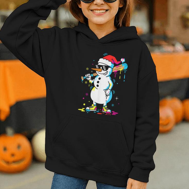 Baseball Snowman Drip Cool Christmas Men Boys Girls Graphic Youth Hoodie