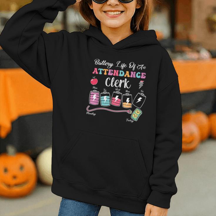 Battery Life Of An Attendance Clerk Back To School Graphic Youth Hoodie