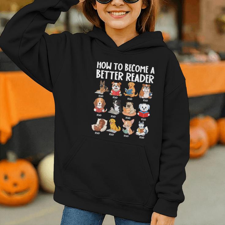 How To Become a Better Reader Dog Back To School Graphic Youth Hoodie
