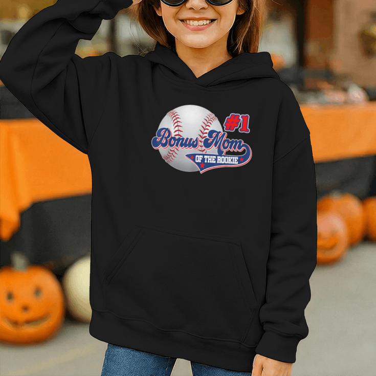 Bonus Mom Rookie Of Year 1st Birthday Baseball Theme Graphic Youth Hoodie