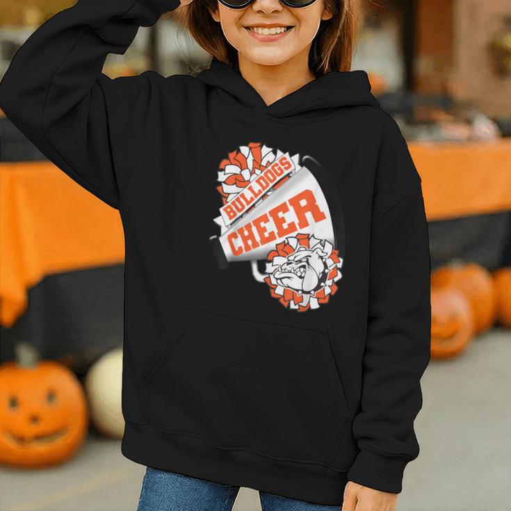 Bulldogs Cheerleading Back To School Cheer Team Orange Graphic Youth Hoodie