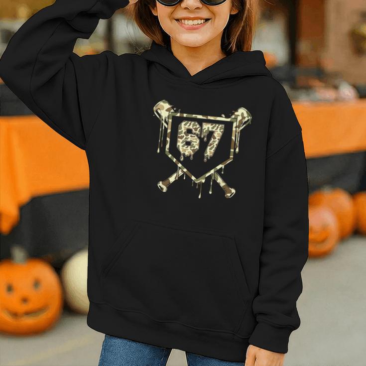 Camo Baseball Ice Cream Drip Number 67 Player 67th Birthday Graphic Youth Hoodie Camo Baseball Ice Cream Drip Number 67 Player 67th Birthday Graphic Youth Hoodie