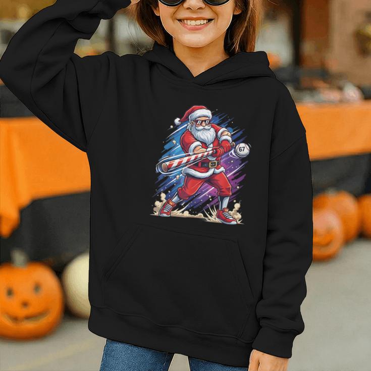 Christmas Baseball Santa Game Day Xmas Boys Kids Men Graphic Youth Hoodie