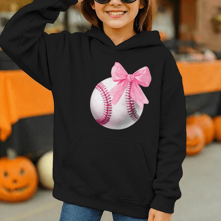 Cute Coquette Baseball Pink Bow Player & Fan Girls Graphic Youth Hoodie Cute Coquette Baseball Pink Bow Player & Fan Girls Graphic Youth Hoodie