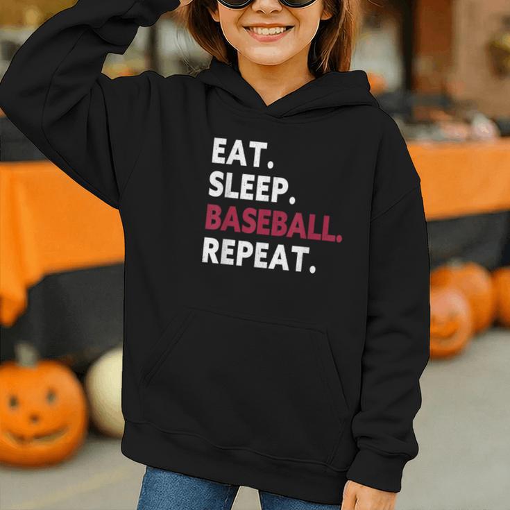 Eat Sleep Baseball Repeat Baseball Player Graphic Youth Hoodie