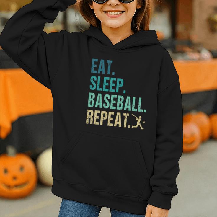 Eat Sleep Baseball Repeat Baseball Player Baseball Graphic Youth Hoodie