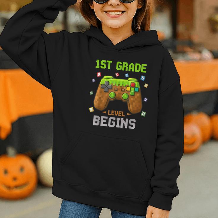 First Day Of 1st Grade Level Begins Back To School Boy Graphic Youth Hoodie