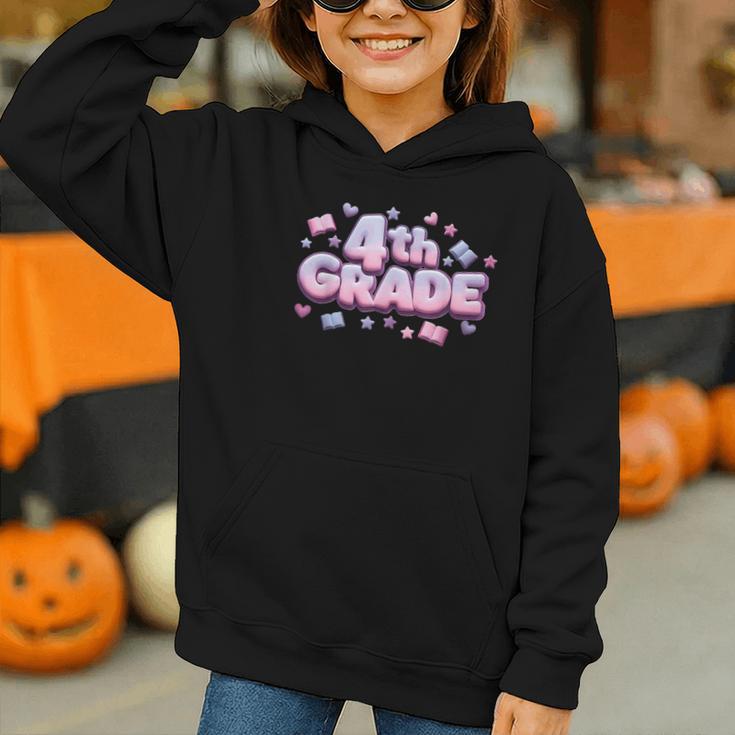 First Day Of 4th Grade Girls Coquette Bow Back To School Graphic Youth Hoodie First Day Of 4th Grade Girls Coquette Bow Back To School Graphic Youth Hoodie