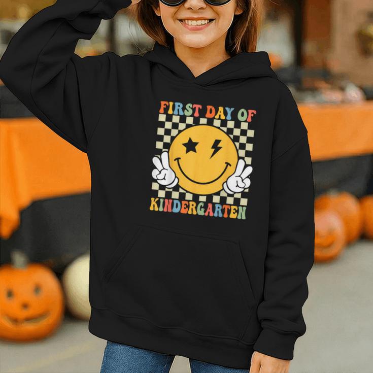 First Day Of Kindergarten Retro Back To School Girls Kids Graphic Youth Hoodie First Day Of Kindergarten Retro Back To School Girls Kids Graphic Youth Hoodie