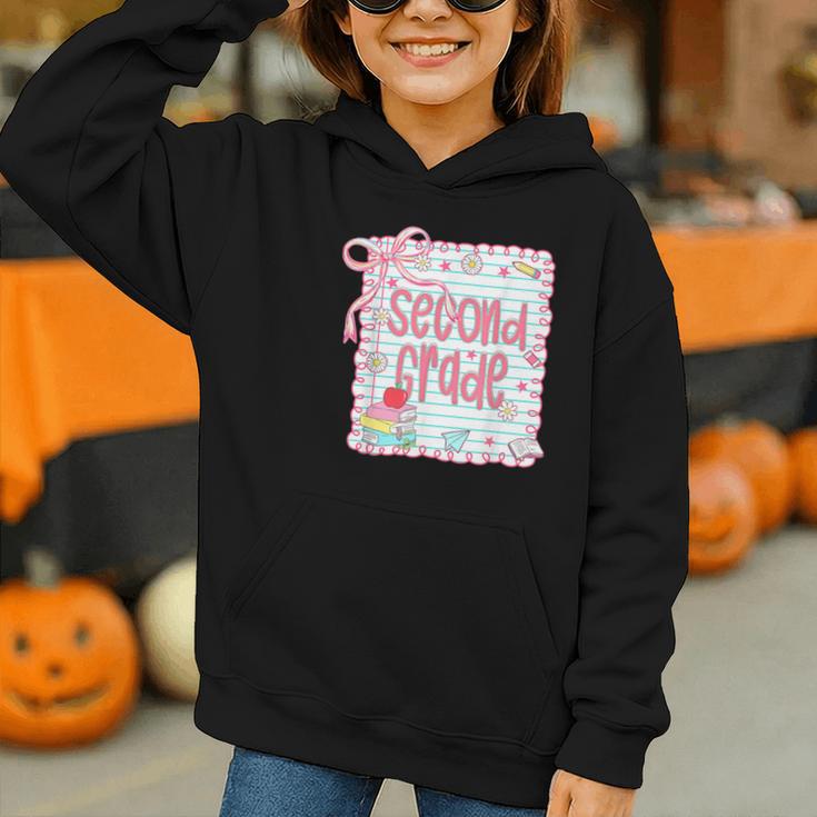 Girls Second Grade Coquette Bow Pink Preppy Back To School Graphic Youth Hoodie Girls Second Grade Coquette Bow Pink Preppy Back To School Graphic Youth Hoodie