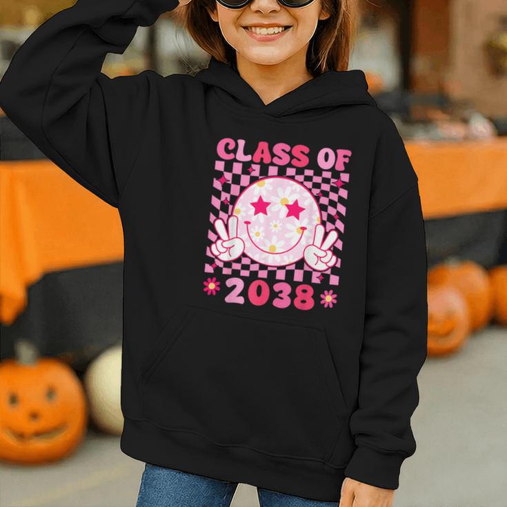 Groovy Class Of 2038 Grow With Me Smile Face Back To School Graphic Youth Hoodie