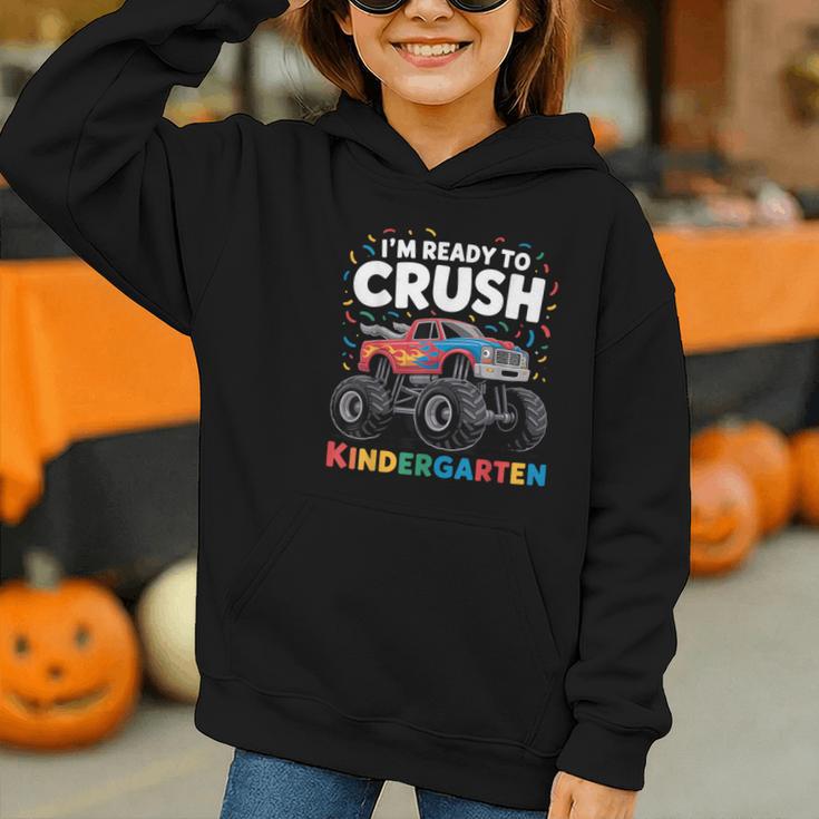 I'm Ready To Crush Kindergarten Monster Truck Back To School Graphic Youth Hoodie