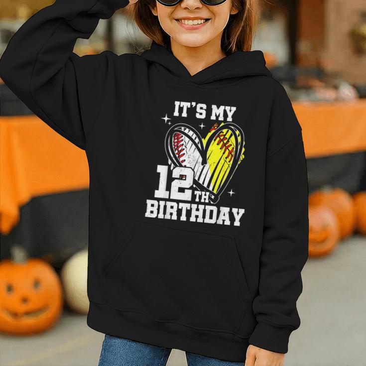 It's My 12th Birthday Baseball Softball Heart 12 Year Old Graphic Youth Hoodie It's My 12th Birthday Baseball Softball Heart 12 Year Old Graphic Youth Hoodie