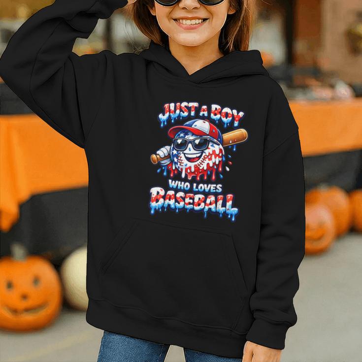 Just A Boy Who Loves Baseball Patriotic Drip For Youth Boys Graphic Youth Hoodie Just A Boy Who Loves Baseball Patriotic Drip For Youth Boys Graphic Youth Hoodie