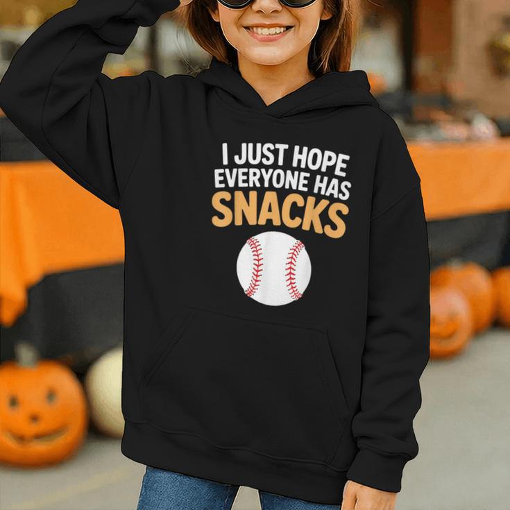 I Just Hope Everyone Has Snacks Baseball Game Day Fan Graphic Youth Hoodie I Just Hope Everyone Has Snacks Baseball Game Day Fan Graphic Youth Hoodie
