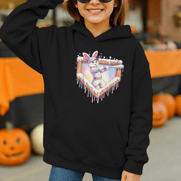 Kids Happy Easter Bunny Playing Baseball Boy Ice Cream Drip Graphic Youth Hoodie Kids Happy Easter Bunny Playing Baseball Boy Ice Cream Drip Graphic Youth Hoodie