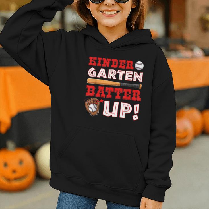 Kindergarten Batter Up Back To School Baseball Player Boys Graphic Youth Hoodie