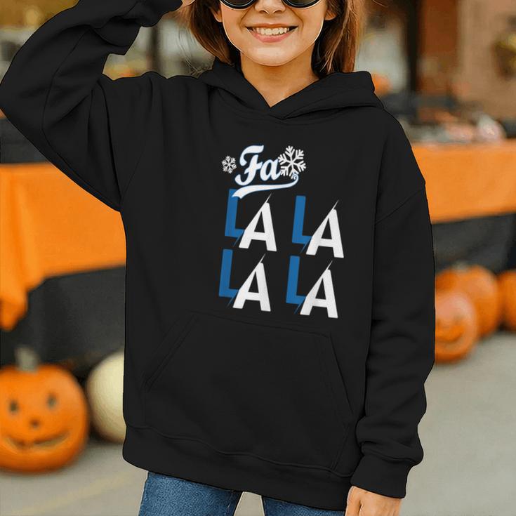 LA Baseball Fan Christmas FA La La Holiday Blue Theme Graphic Youth Hoodie