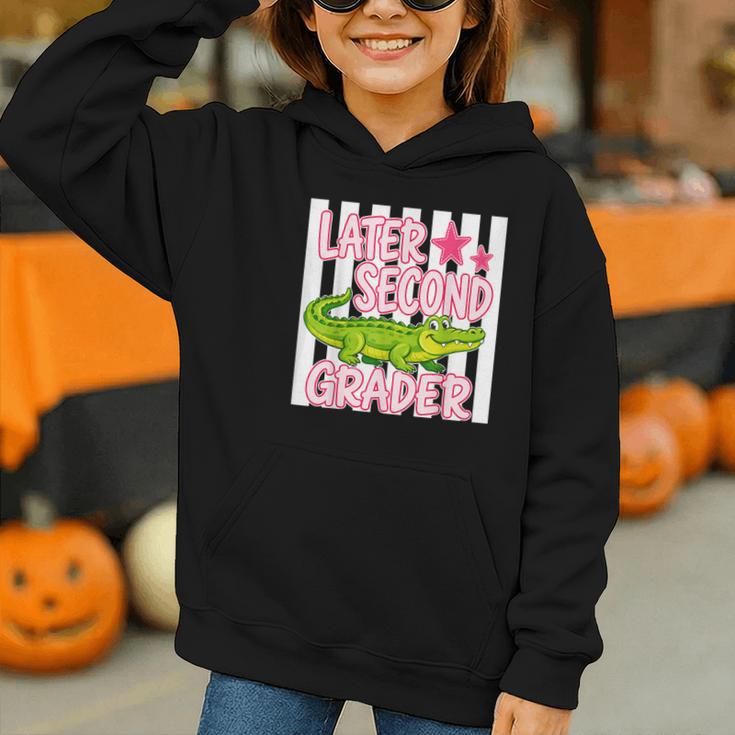 Later Second Grader Cute Alligator Back To School Graduation Graphic Youth Hoodie