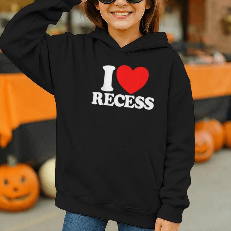 I Love Recess Red Heart Back To School Kids Recess Graphic Youth Hoodie