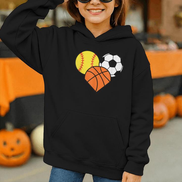 Mom Sports Heart Soccer Basketball Baseball Softball Graphic Youth Hoodie Mom Sports Heart Soccer Basketball Baseball Softball Graphic Youth Hoodie
