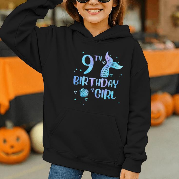 Ninth Birthday Girl Mermaid 9th Toddler's Back To School Graphic Youth Hoodie