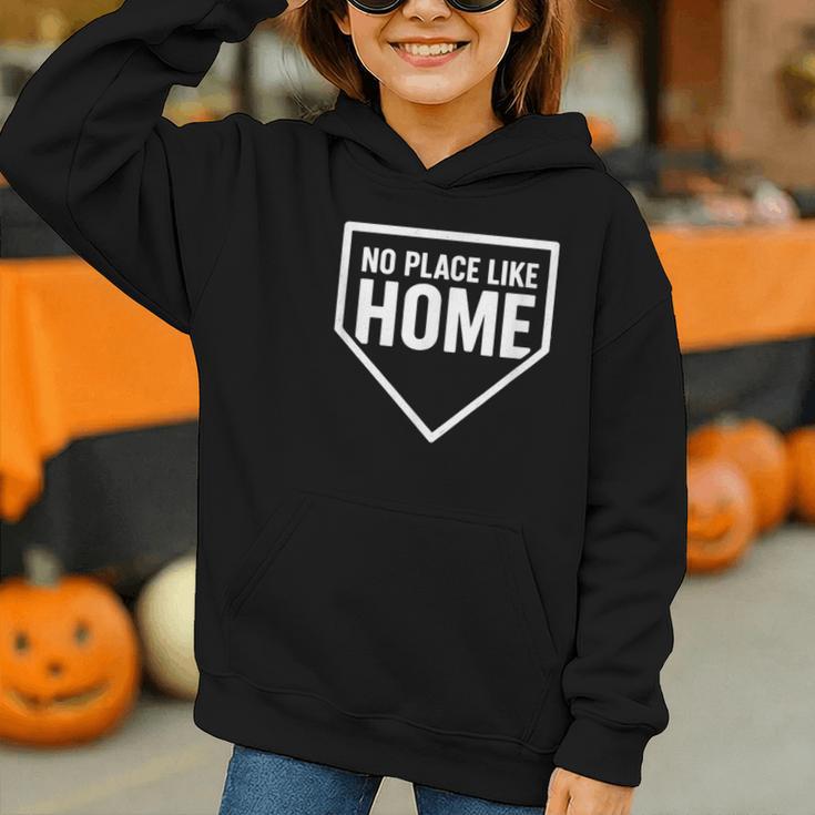No Place Like Home Baseball Home Plate Graphic Youth Hoodie