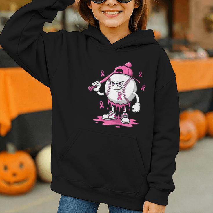 Pink Ribbon Baseball Breast Cancer Awareness Graphic Youth Hoodie Pink Ribbon Baseball Breast Cancer Awareness Graphic Youth Hoodie