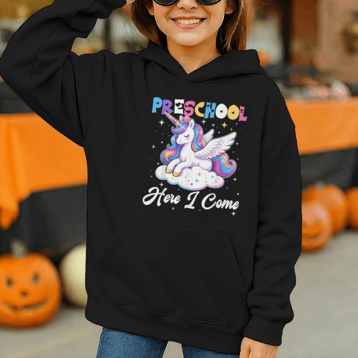 Preschool Here I Come Unicorn Back To School Girl Student Graphic Youth Hoodie Preschool Here I Come Unicorn Back To School Girl Student Graphic Youth Hoodie
