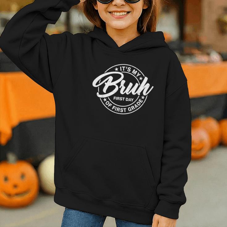 Retro Bruh Its My First Day Of 1st Grade Back To School Kids Graphic Youth Hoodie Retro Bruh Its My First Day Of 1st Grade Back To School Kids Graphic Youth Hoodie