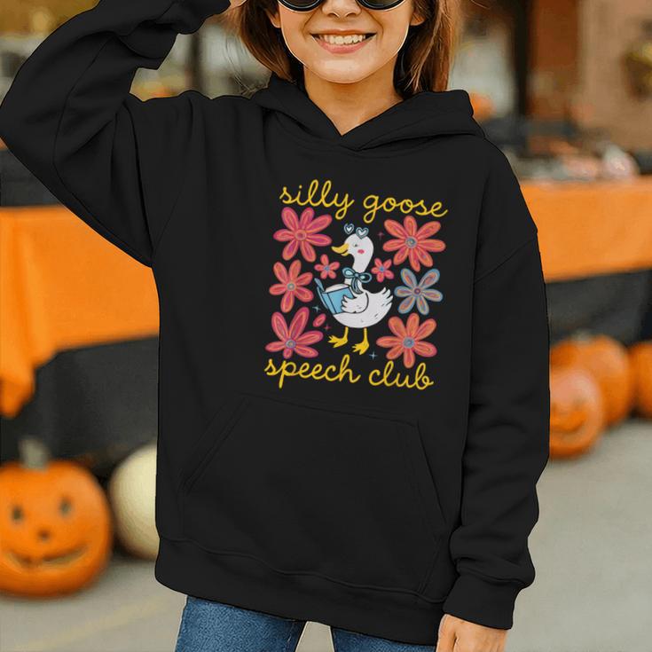 Retro Silly Goose Speech Therapy SLP Back To School Graphic Youth Hoodie Retro Silly Goose Speech Therapy SLP Back To School Graphic Youth Hoodie