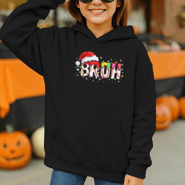 Santa Bruh Baseball Christmas Xmas Meme Pajamas Family Graphic Youth Hoodie