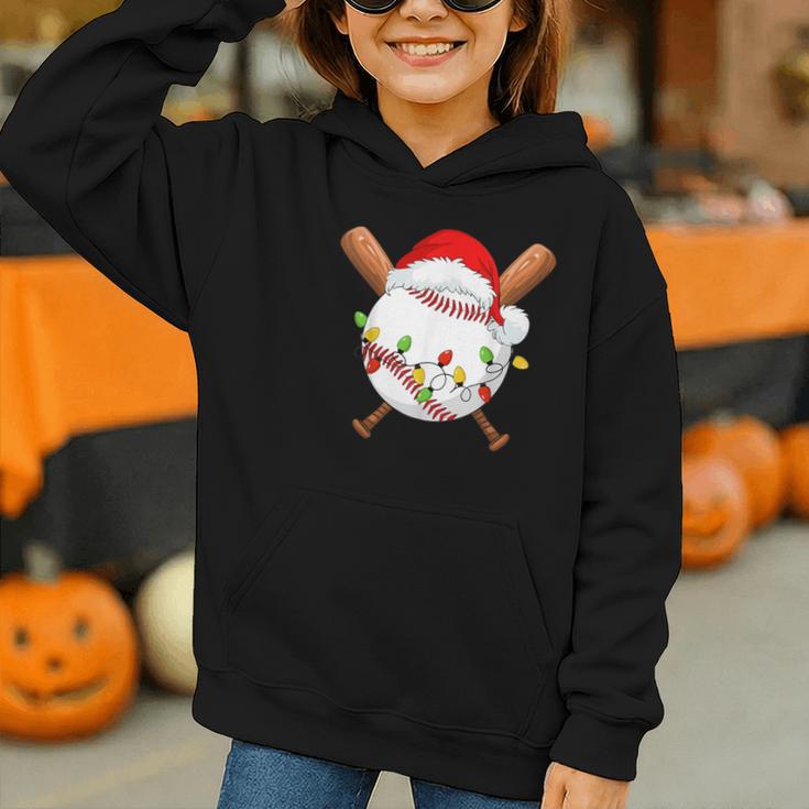 Santa Sports For Men Boys Christmas Baseball Player Graphic Youth Hoodie