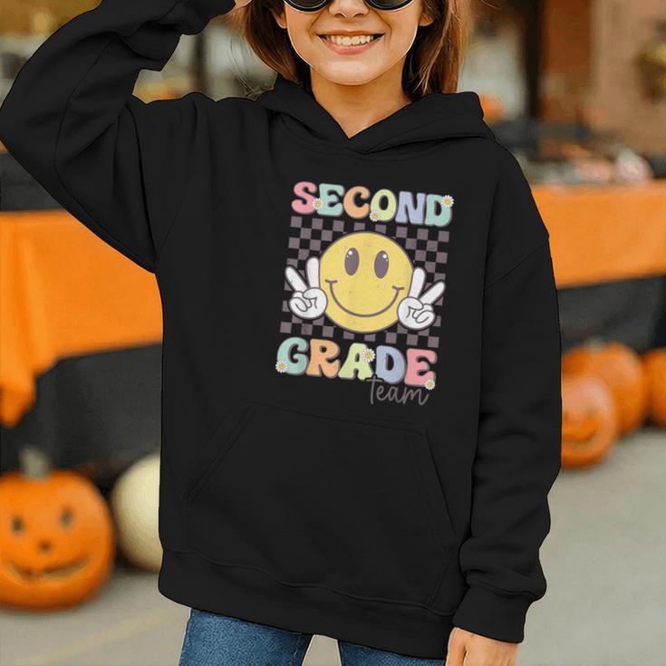 Second Grade Team Smile Face 2nd Grade Back To School Graphic Youth Hoodie Second Grade Team Smile Face 2nd Grade Back To School Graphic Youth Hoodie