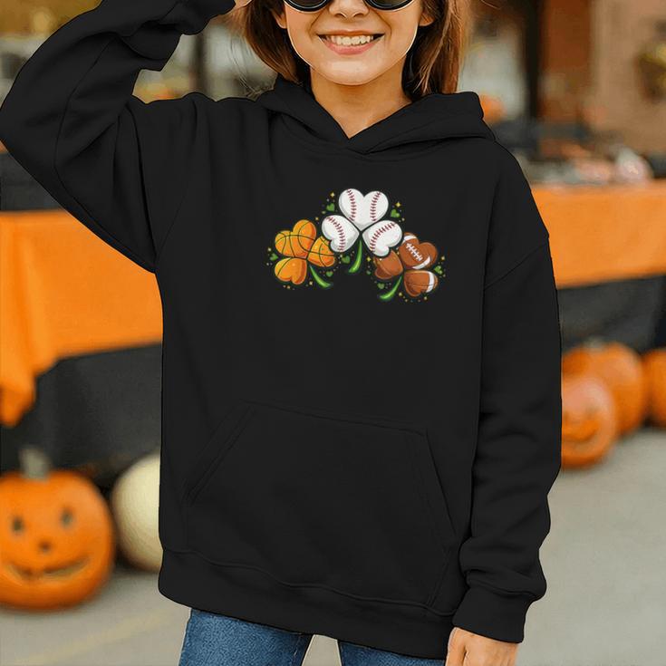 Shamrock Baseball Basketball Football St Patricks Day Graphic Youth Hoodie Shamrock Baseball Basketball Football St Patricks Day Graphic Youth Hoodie
