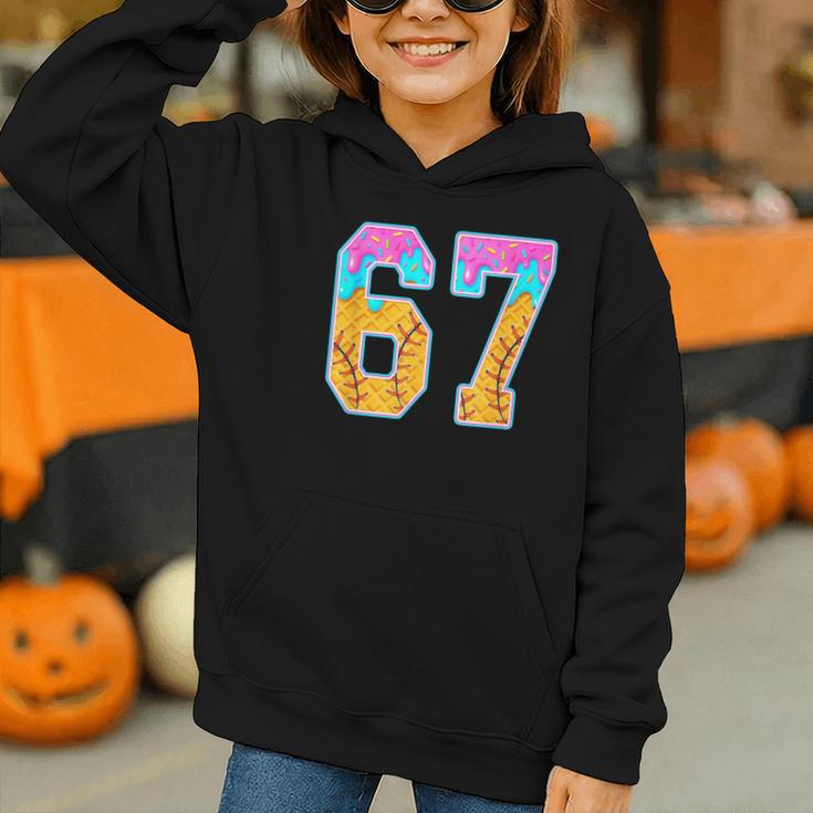 Six Seven Baseball Drip Graphic Youth Hoodie
