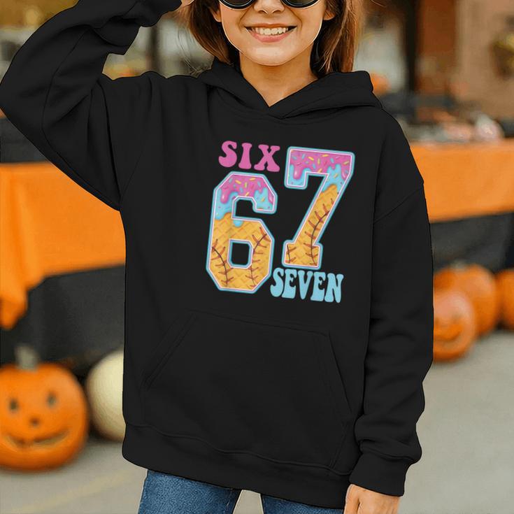 Six Seven Drip Baseball Player Number 67 Or 67th Birthday Graphic Youth Hoodie