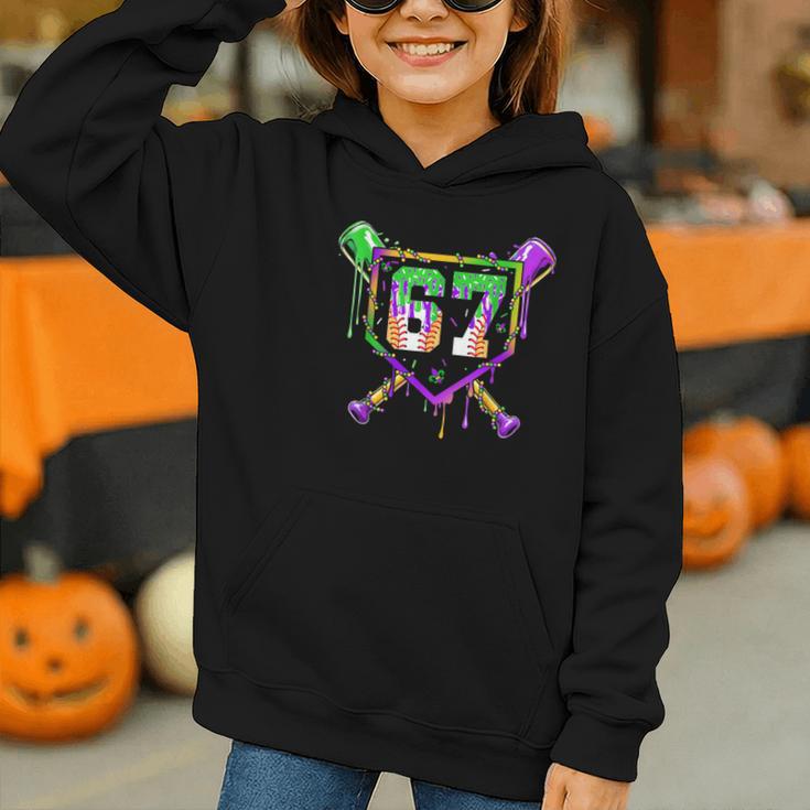 Six Seven Mardi Gras Baseball Sports Party Graphic Youth Hoodie Six Seven Mardi Gras Baseball Sports Party Graphic Youth Hoodie