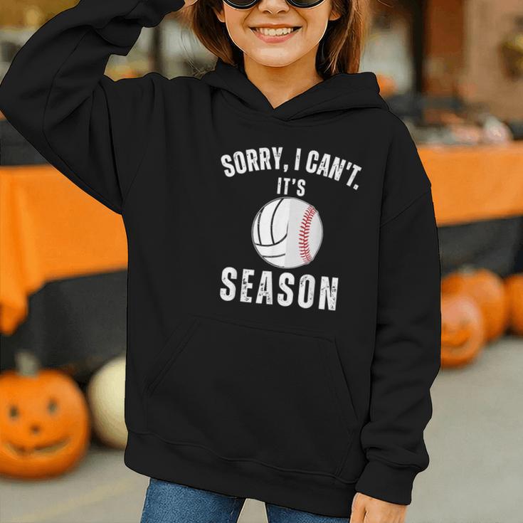 Sorry I Can't It's Volleyball Baseball Season Mom Of Both Graphic Youth Hoodie Sorry I Can't It's Volleyball Baseball Season Mom Of Both Graphic Youth Hoodie