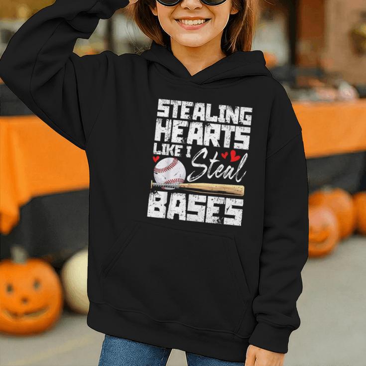 Stealing Hearts Like I Steal Bases Baseball Valentines Graphic Youth Hoodie Stealing Hearts Like I Steal Bases Baseball Valentines Graphic Youth Hoodie