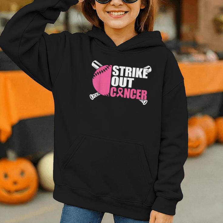 Strike Out Cancer Breast Cancer Awareness Baseball Warrior Graphic Youth Hoodie Strike Out Cancer Breast Cancer Awareness Baseball Warrior Graphic Youth Hoodie