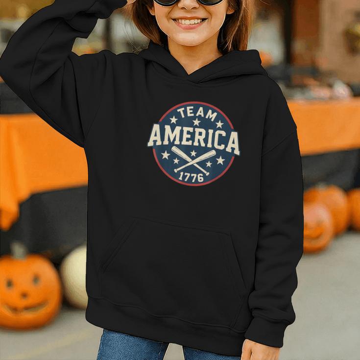 Team America 1776 4th Of July Patriotic Baseball Graphic Youth Hoodie Team America 1776 4th Of July Patriotic Baseball Graphic Youth Hoodie