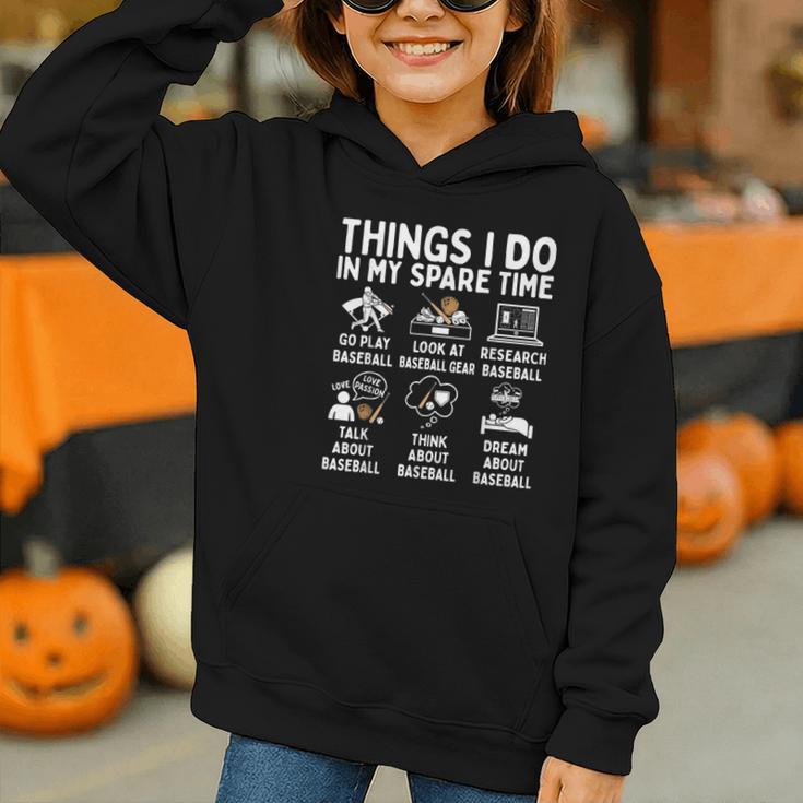 Things I Do In My Spare Time Baseball Lover Graphic Youth Hoodie